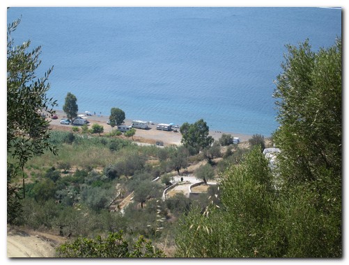 Blick hinunter auf unseren Strand